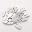 Nemesacél, szív medál, lézer vágott, Mom mintával, kb. 13x14 mm (1 db)