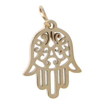 Orvosi fém, medál, Hamsa kéz, arany, kb. 12x18 mm (1 db)