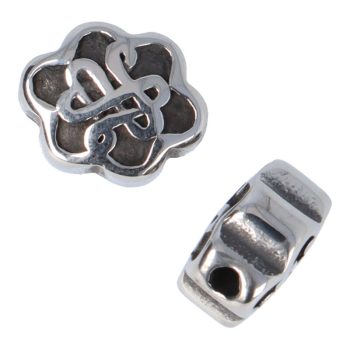   Orvosi fém, köztes dísz, végtelen csomós virág, antik ezüst (1 db)