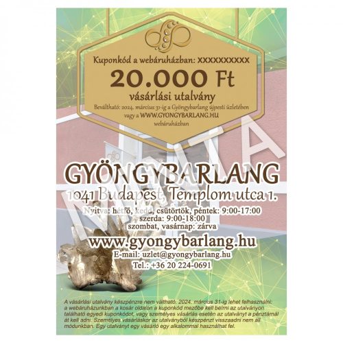 Gyöngybarlang vásárlási utalvány, 20000 Ft-os, digitális