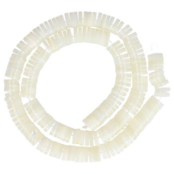 Gyöngyház alapanyagszál, button, kb. 8x3 mm, kb. 40 cm