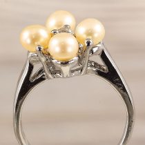   Tenyésztett gyöngyös gyűrű-4, virág, világosrózsaszín