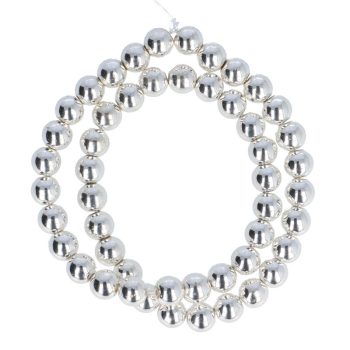   Hematit alapanyagszál, golyós, világos ezüst, 8 mm, kb. 40 cm