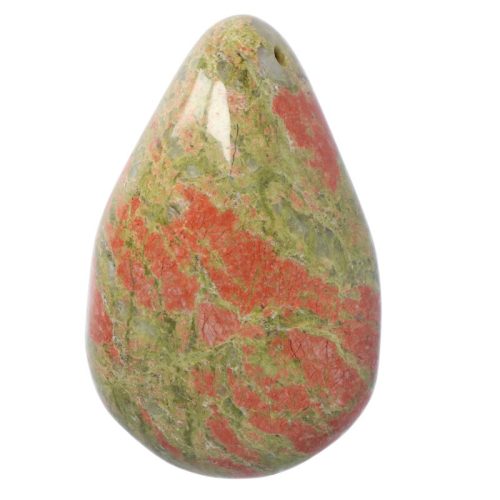 Unakit, fúrt masszázskő, kb. 9x6x3 cm