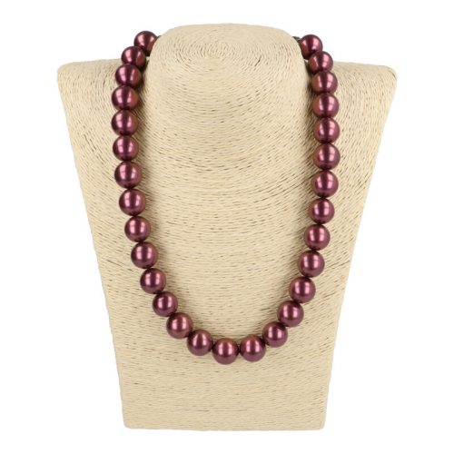 Shell Pearl, sötétlila, golyós, 14 mm, 45 cm-es nyaklánc