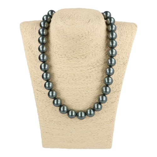Shell Pearl nyaklánc olajzöld golyós 14 mm 45 cm-es