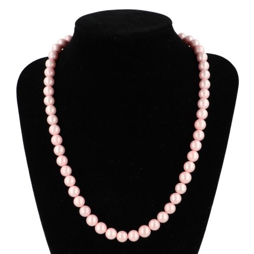 Shell Pearl, rózsaszín, matt, golyós, 8 mm, 45 cm-es nyaklánc