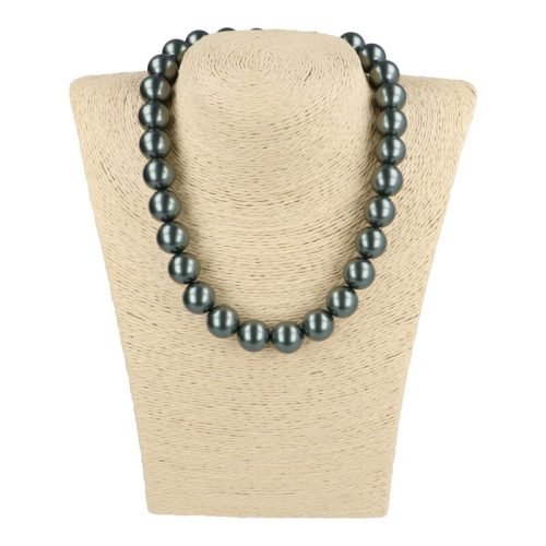 Shell Pearl nyaklánc olajzöld golyós 14 mm 40 cm-es 
