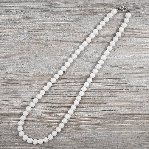 Shell Pearl, fehér, matt, golyós, 8 mm, 50 cm-es nyaklánc