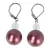 Shell pearl, sötétlila fülbevaló, hegyikristállyal, 14 mm