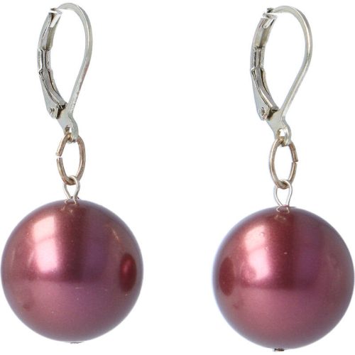 Shell pearl fülbevaló, 14 mm-es, golyós, sötét lila