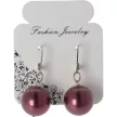 Shell pearl fülbevaló, 14 mm-es, golyós, sötét lila