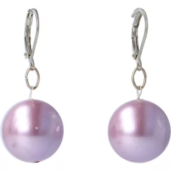 Shell pearl fülbevaló, 14 mm-es, golyós, világoslila