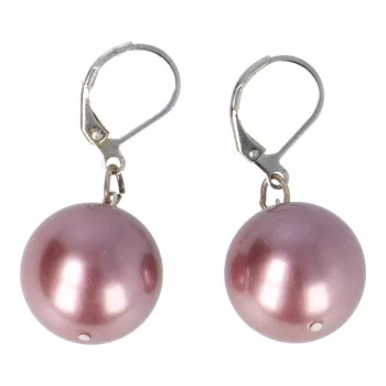 Shell pearl fülbevaló, 14 mm-es, golyós, mályva