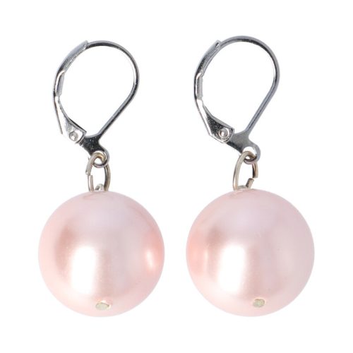 Shell pearl fülbevaló, 14 mm-es, golyós, rózsaszín