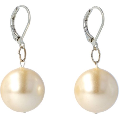Shell pearl fülbevaló, 14 mm-es, golyós, világossárga