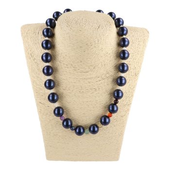   Shell Pearl csakra nyaklánc gyöngyházzal sötétkék 14 mm