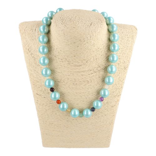 Shell Pearl csakra nyaklánc gyöngyházzal világoskék 14 mm