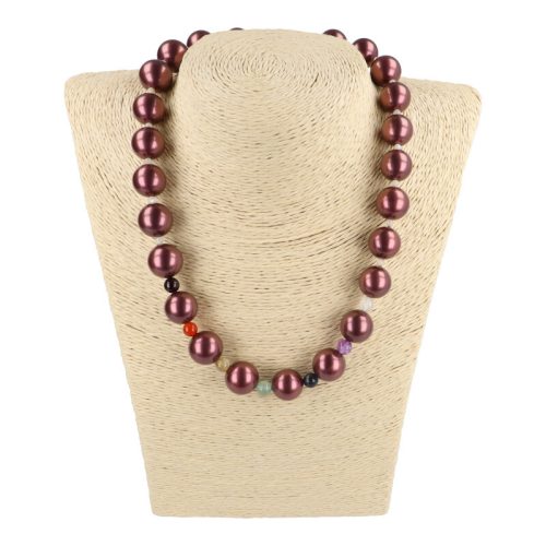 Shell Pearl csakra nyaklánc gyöngyházzal sötétlila 14 mm