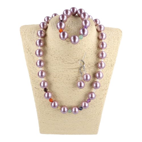 Shell Pearl, csakra szett, világoslila, 14  mm