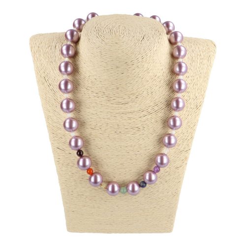 Shell Pearl csakra nyaklánc gyöngyházzal világoslila 14 mm