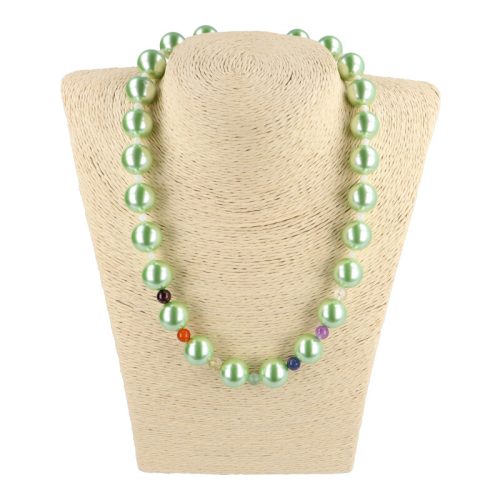Shell Pearl csakra nyaklánc gyöngyházzal világoszöld 14 mm
