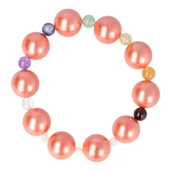  Shell Pearl, csakra karkötő gyöngyházzal, hússzínű, 14 mm
