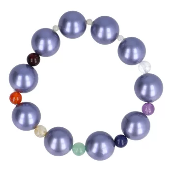   Shell Pearl, csakra karkötő gyöngyházzal, szürkéskék, 14 mm