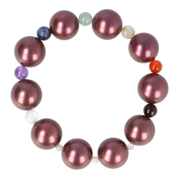   Shell Pearl, csakra karkötő gyöngyházzal, sötétlila, 14 mm