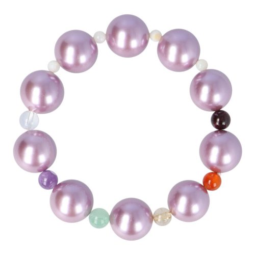 Shell Pearl, csakra karkötő, gyöngyházzal, világoslila, 14 mm