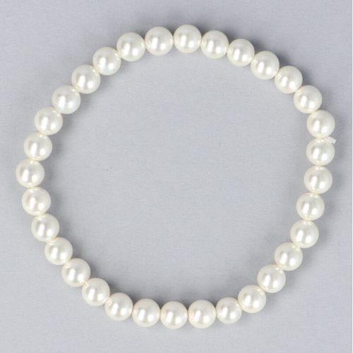Shell Pearl, fehér, golyós, 6 mm, karkötő