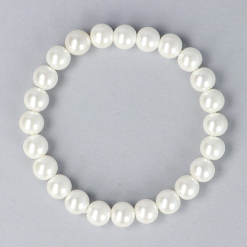 Shell Pearl, fehér, golyós, 8 mm, karkötő