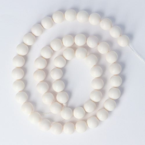 Shell Pearl alapanyagszál, fehér, matt, golyós, 8 mm, kb. 38 cm