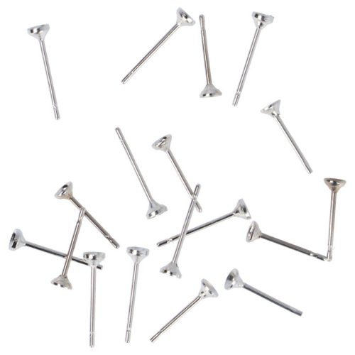 Fülbevaló stift, csészés, 3 mm (50 db)
