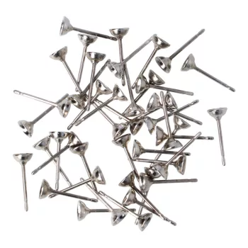 Fülbevaló stift, 4 mm, csészés (100 db)