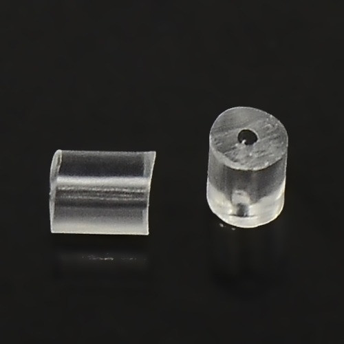 Fülbevaló hátlap, henger forma, műanyag (10 db)