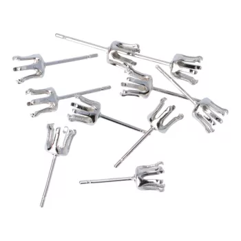 Fülbevaló stift, karmos, 5 mm (10 db)