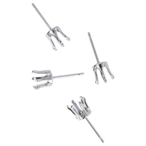 Fülbevaló stift, karmos, 6 mm (10 db)