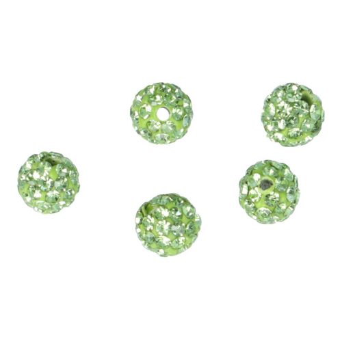 Shamballa golyó, zöld, 6 mm (5 db)