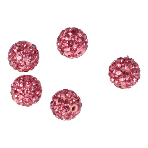 Shamballa golyó, pink, 8 mm (5 db)