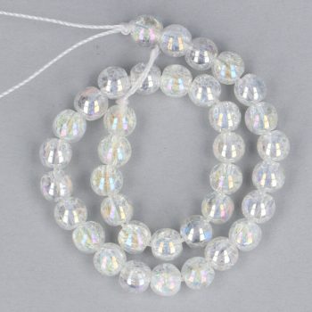   Üveg alapanyagszál, köztes dísz, AB, roppantott, golyós, 6 mm, kb. 20 cm