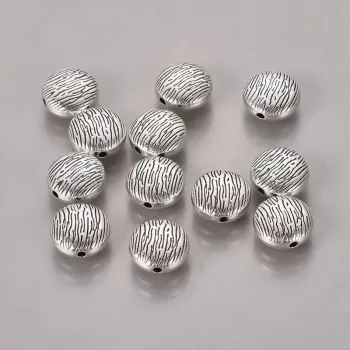 Köztes dísz, kerek-lapos, erezetes mintával, 10 mm (5 db)