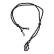  Kord makramé lánc, ásványtartóval, sötét fa gyöngyökkel, fekete,  42 cm
