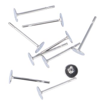 Nemesacél fülbevaló stift, lapos, 4 mm (10 db)