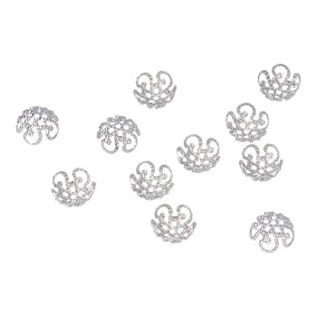   Nemesacél köztes dísz, gyöngykupak, 4-es minta, kb. 8x8x4 mm (10 db)