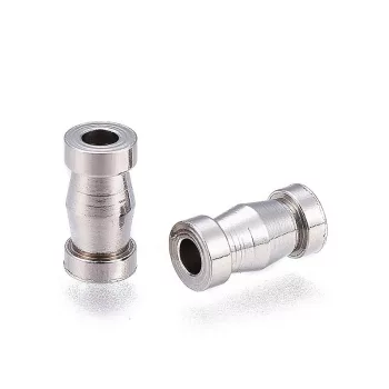   Nemesacél köztes dísz, hordós forma, oszlop, 2 véggel, kb. 8x4 mm (5 db)