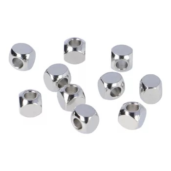 Nemesacél köztes dísz, kocka, 6x6 mm (10 db)