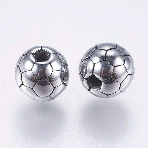 Nemesacél köztes dísz, focilabda, 8 mm (1 db)