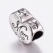 Nemesacél köztes dísz, szív, Mom felirattal, kb. 11x13 mm (1 db)