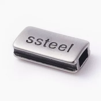   Nemesacél köztes dísz, tégla, steel felirattal, kb. 13x7 mm (1 db)
